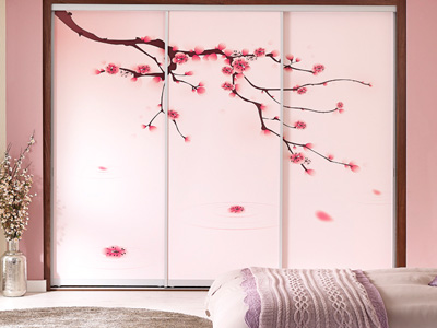 Рисунок ветки сакуры на мебельном фасаде